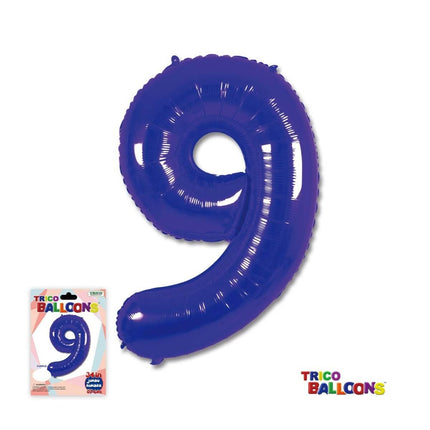 Trico - 34" Number '9' Mylar Balloon - Purple - SKU:BP2305-9 - UPC:840300800548 - Party Expo