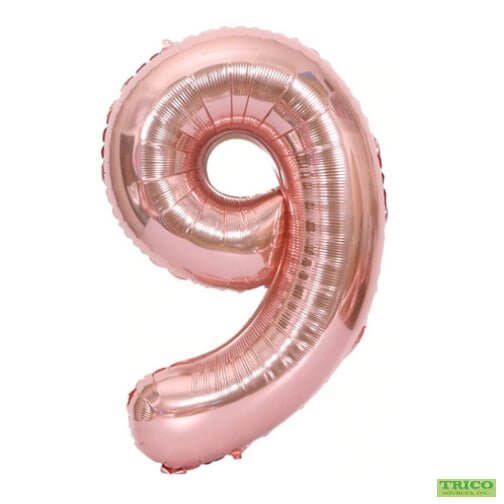 Trico - 34" Number '9' Mylar Balloon - Rose Gold - SKU:BP2307-9 - UPC:00810057950490 - Party Expo