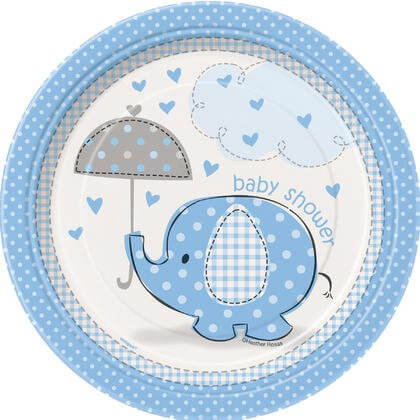 Umbrellaphants Blue 7" Plates - SKU:41694 - UPC:011179416943 - Party Expo