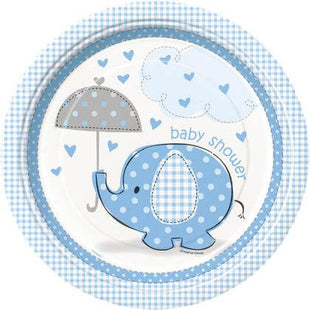 Umbrellaphants Blue 9" Plates - SKU:41695 - UPC:011179416950 - Party Expo