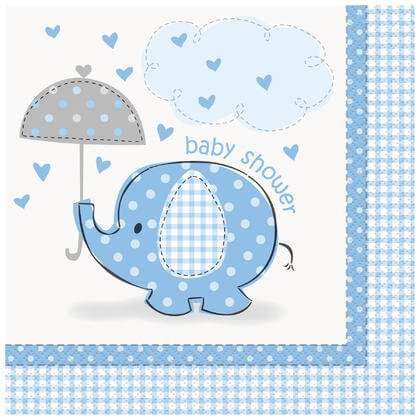 Umbrellaphants Blue Lunch Napkin - SKU:41692 - UPC:011179416929 - Party Expo