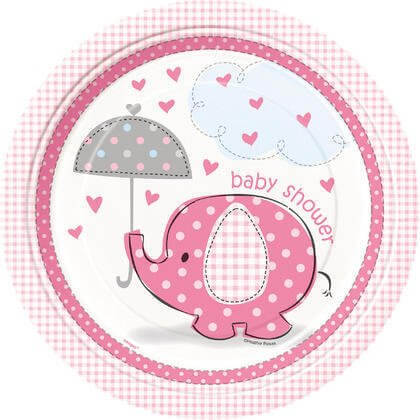 Umbrellaphants Pink 9" Plates - SKU:41655 - UPC:011179416554 - Party Expo
