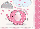 Umbrellaphants Pink Beverage Napkin - SKU:41651 - UPC:011179416516 - Party Expo
