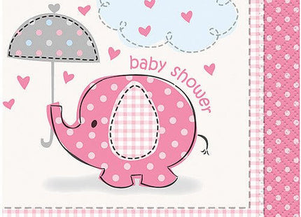 Umbrellaphants Pink Beverage Napkin - SKU:41651 - UPC:011179416516 - Party Expo