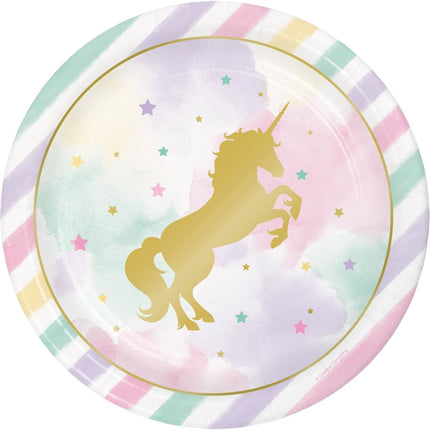 Unicorn Sparkle 9" Foil Plates - SKU:329409 - UPC:039938474973 - Party Expo