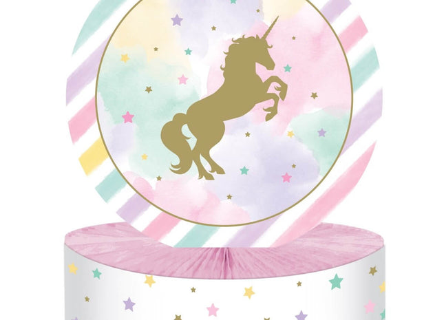 Unicorn Sparkle Foil HoneyComb Centerpiece - SKU:329310 - UPC:039938475116 - Party Expo