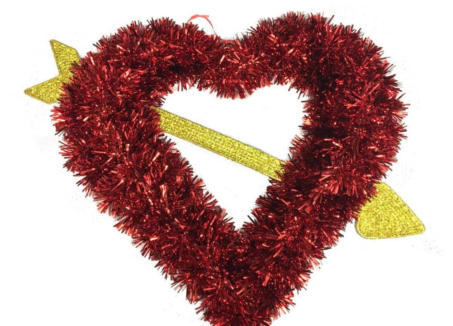 Valentine Tinsel Heart with Arrow - SKU:30044964 - UPC:889092473400 - Party Expo