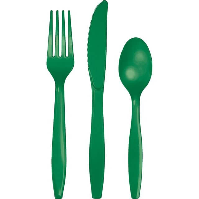 Value Emerald Green Assorted Cutlery - SKU:317354- - UPC:039938327712 - Party Expo