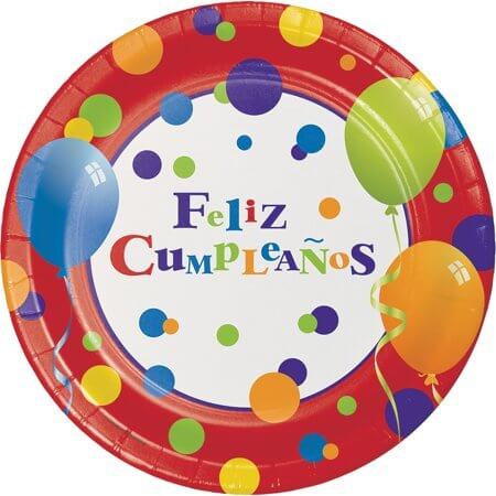 Value Feliz Cumpleanos 9" Plate - SKU:425037- - UPC:039938195014 - Party Expo