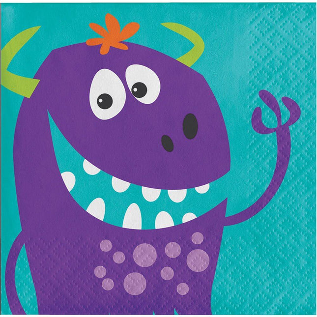 Value Fun Monsters Beverage Napkins - SKU:331748- - UPC:039938503109 - Party Expo