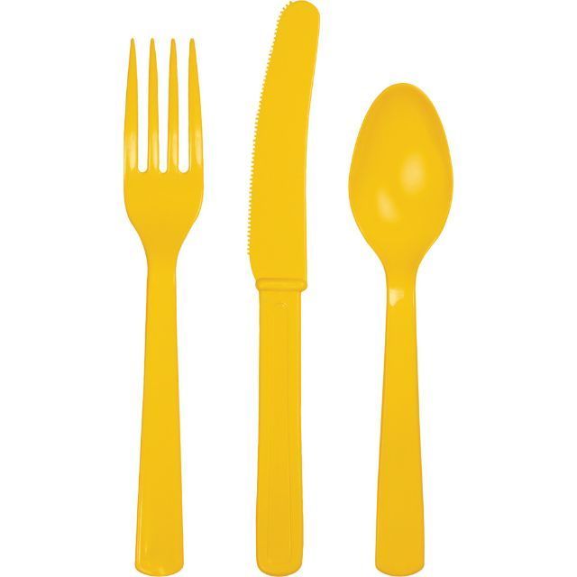 Value School Bus Yellow Assorted Cutlery - SKU:813269- - UPC:039938123598 - Party Expo