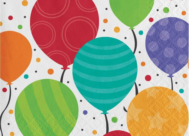 Value Shimmering Balloons Beverage Napkins - SKU:651902- - UPC:073525988641 - Party Expo