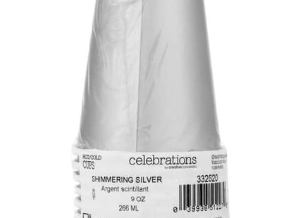 Value Shimmering Silver 9oz Cup - SKU:332520- - UPC:039938512279 - Party Expo