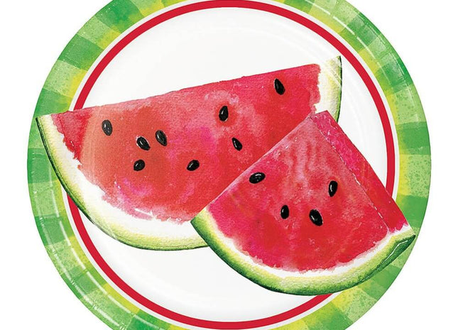 Watermelon Slices 7" Plate - SKU:349546 - UPC:039938758189 - Party Expo