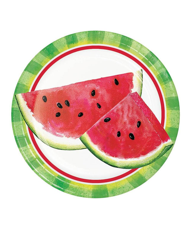Watermelon Slices 7" Plate - SKU:349546 - UPC:039938758189 - Party Expo