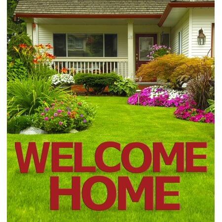 Welcome Home Red Yard Sign Set with Stakes - SKU:3209 - UPC:082033032098 - Party Expo
