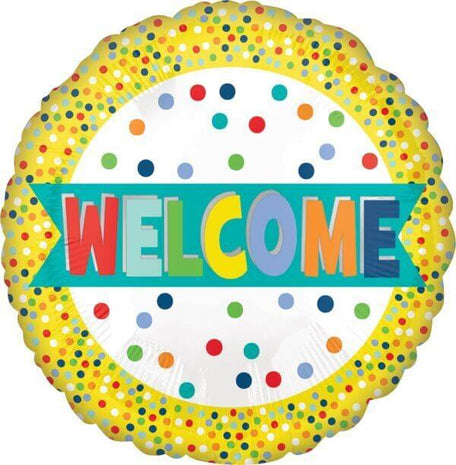 18" Welcome Lots Of Dots Mylar Balloon #383 - SKU:104077 - UPC:026635411752 - Party Expo