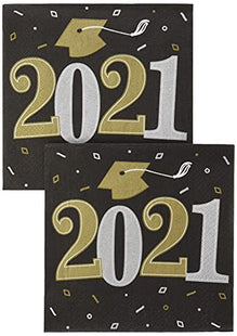 Well Done Grad 2021 Beverage Napkins - SKU:702737 - UPC:192937227565 - Party Expo