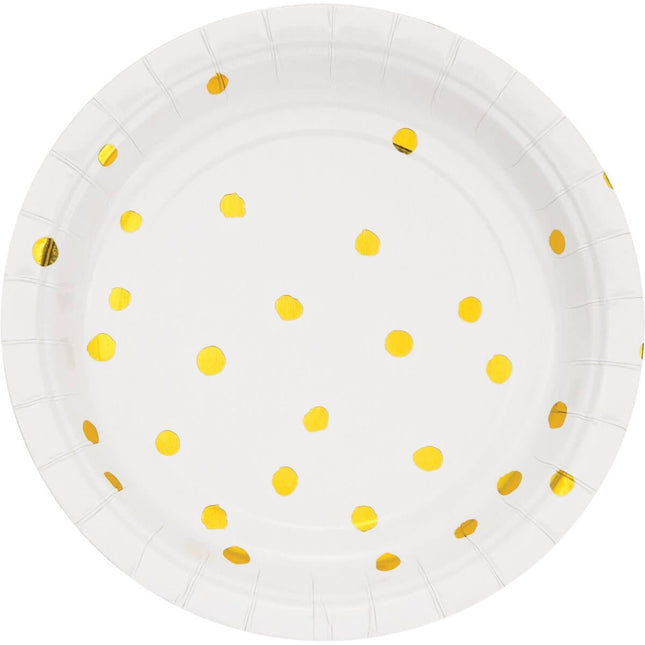White Gold Foil 7" Plates - SKU:329956- - UPC:039938485153 - Party Expo