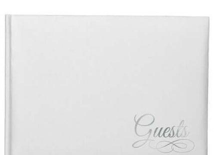 White Paper Guest Book with Silver Details - SKU:440006 - UPC:013051539283 - Party Expo