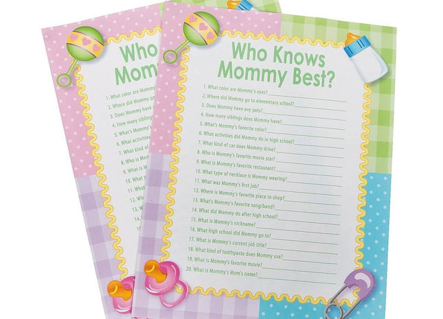 Baby Shower - "Who Knows Mommy Best" Game - SKU:3L-42/2911 - UPC:887600666078 - Party Expo