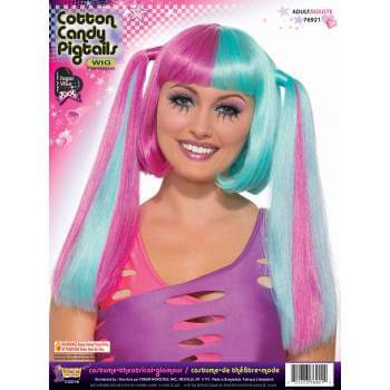 Wig- Cotton Candy Pigtails - SKU:76921 - UPC:721773769214 - Party Expo