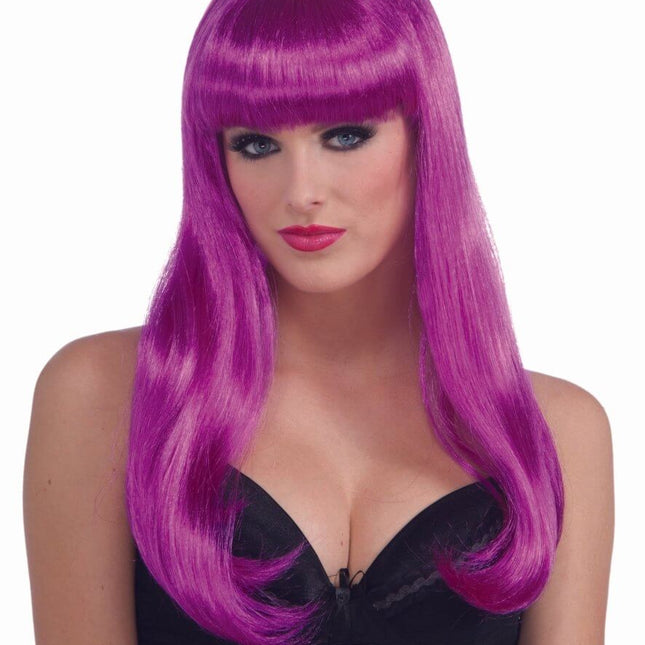 Wig Neon Long - Purple - SKU:68228 - UPC:721773682285 - Party Expo