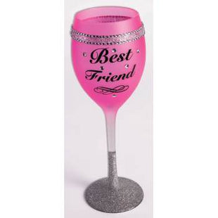 Wine Glass with Glitter - Best Friend - SKU:F8020 - UPC:721773780202 - Party Expo