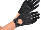 Women's Gloves with Bow - Satin Black - SKU: - UPC:809801756808 - Party Expo