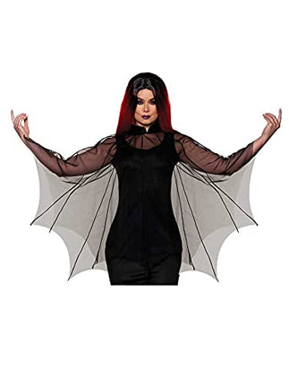 Women's Sheer Spider Web Bat Poncho - Party Expo