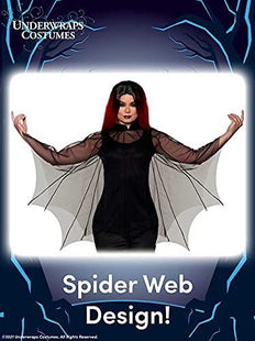 Women's Sheer Spider Web Bat Poncho - SKU:30352 - UPC:843248152472 - Party Expo