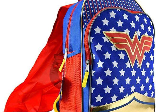 Wonder Woman - 16" Girls Backpack with Detachable Cape - SKU:WWCF10PR - UPC:840716193173 - Party Expo