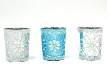 Christmas Candle Votives with Glitter (1ct) - SKU:SNV919 - UPC:677916868149 - Party Expo