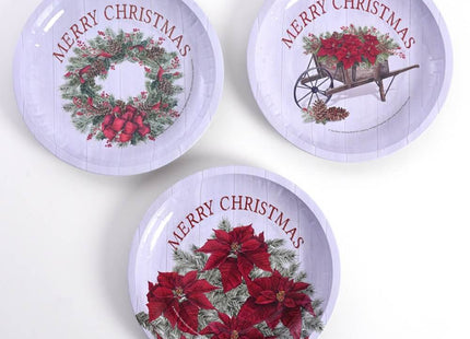 Round Traditional Christmas Serving Tray (3 Designs) - SKU:XOV1010 - UPC:677916868651 - Party Expo