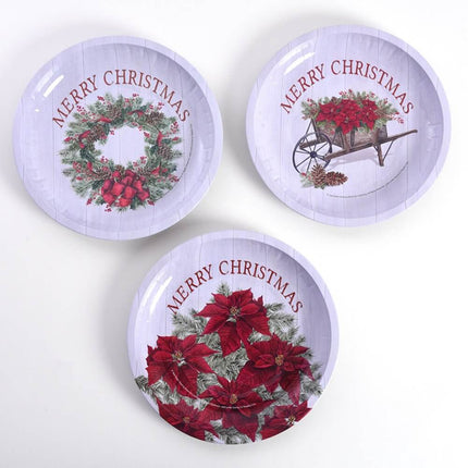 Round Traditional Christmas Serving Tray (3 Designs) - SKU:XOV1010 - UPC:677916868651 - Party Expo