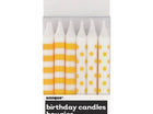 Yellow Stripes & Dots Birthday Candles (12ct) - SKU:19245 - UPC:011179192458 - Party Expo